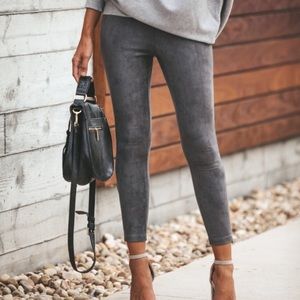 Vici grayish blue faux suede zipper leggings